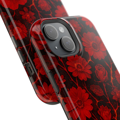 Melted Lava Dark Red Floral iPhone Case — MagSafe Compatible  Shamo's