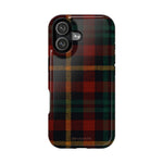 Funda para iPhone resistente a impactos con diseño de cuadros escoceses rojos y verdes con MagSafe