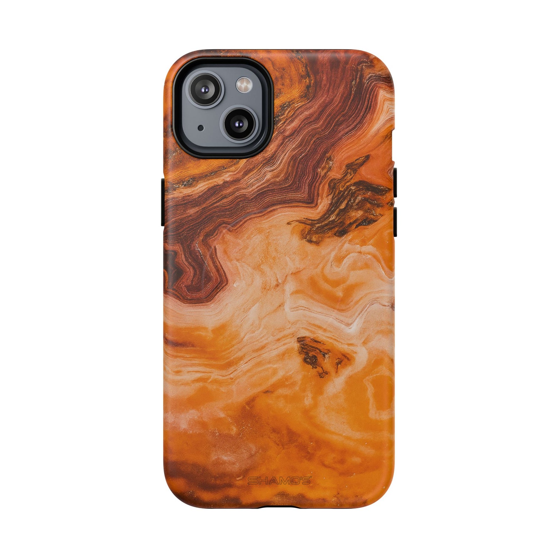 iPhone-Hülle aus bernsteinfarbenem Achatmarmor – kompatibel mit MagSafe