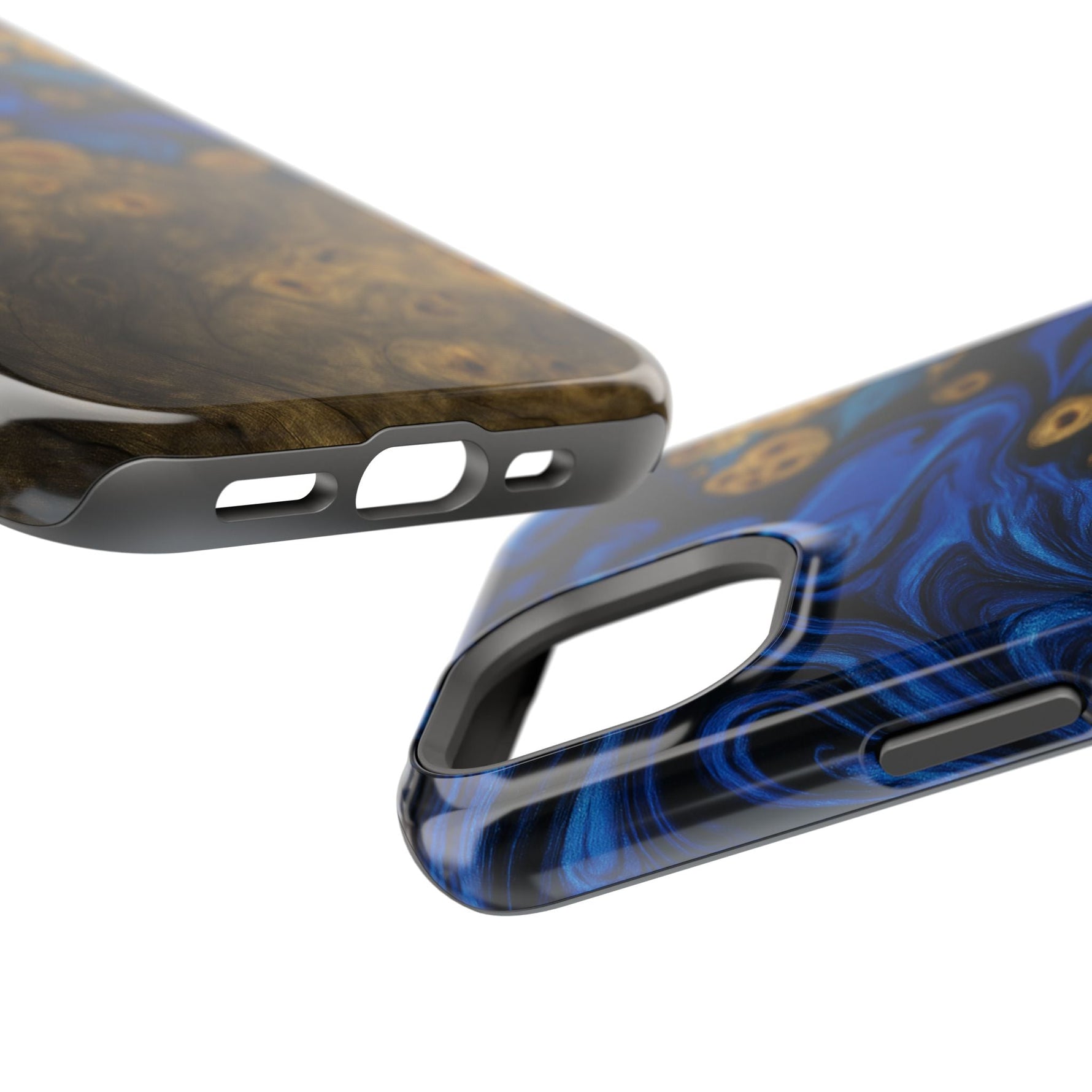Blue Swirl & Burl Wood Impact iPhone Case | MagSafe compatible  Shamo's