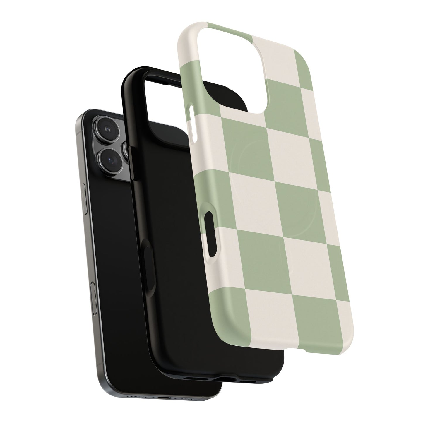 Sage Checkerboard Tough iPhone Case - Compatible with MagSafe