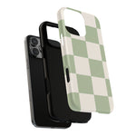 Sage Checkerboard Tough iPhone Case - Compatible with MagSafe - Shamo's