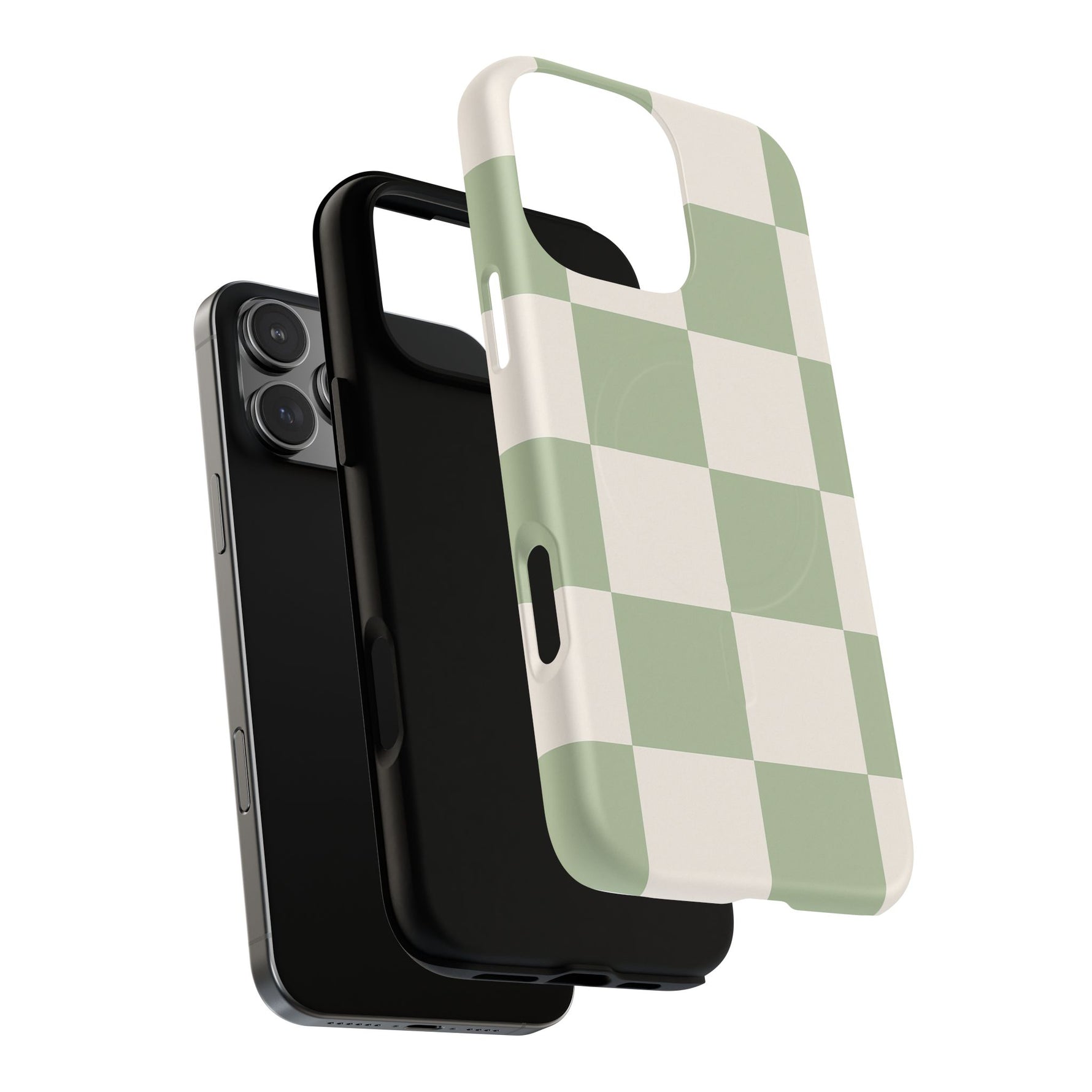 Sage Checkerboard Tough iPhone Case - Compatible with MagSafe - Shamo's