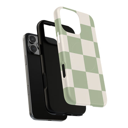 Sage Checkerboard Tough iPhone Case - Compatible with MagSafe
