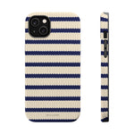 Navy & Cream Ribbed Holiday Sweater Design iPhone Case with MagSafe compatibility