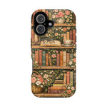 Floral Bookshelf iPhone Case — MagSafe Magnetic, Impact-Resistant
