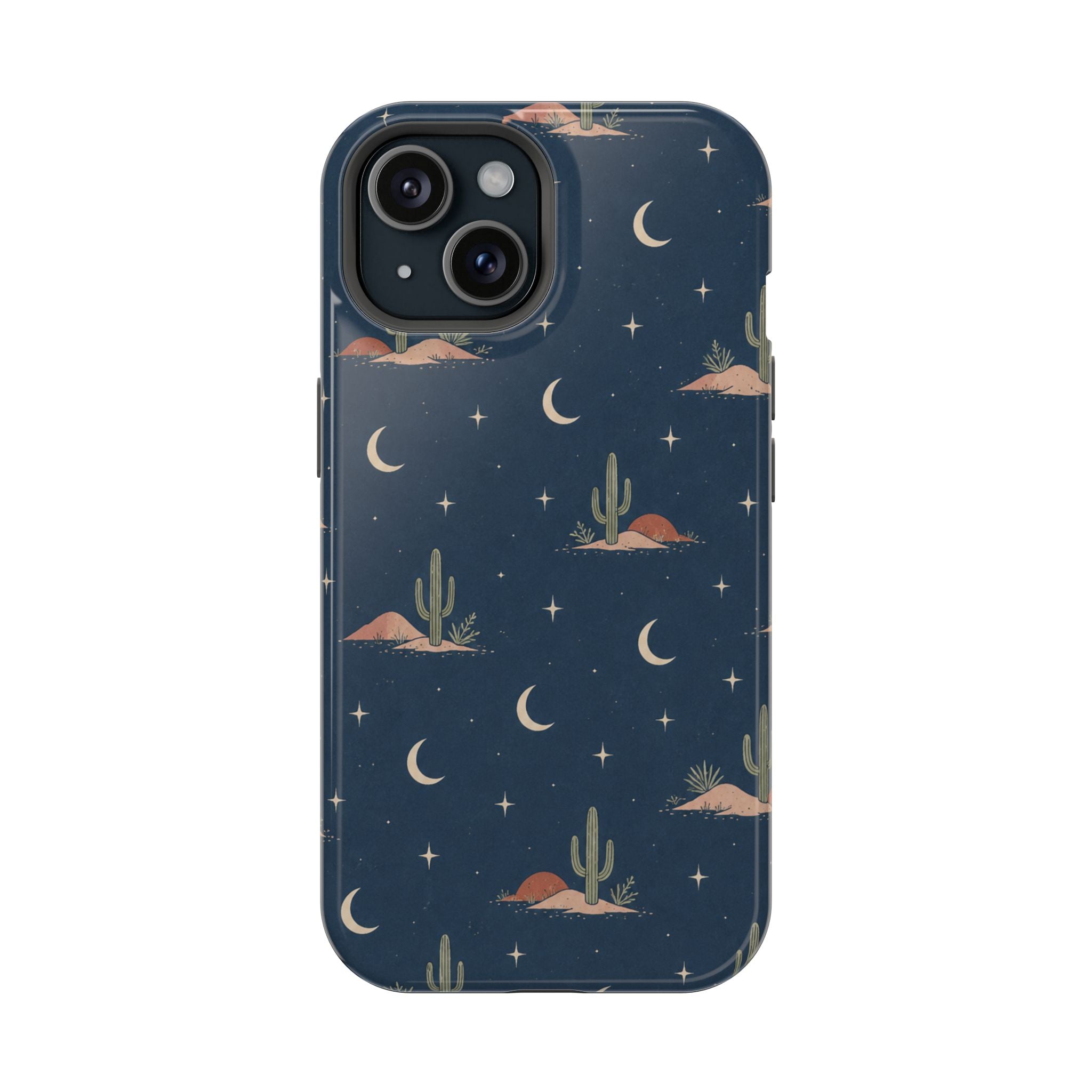 Desert Moon MagSafe Phone Case, glossy iPhone 15, rear view