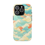Ocean Wave Tough Phone Case — Pastel Retro Surf Pattern  Shamo's iPhone 16 Pro