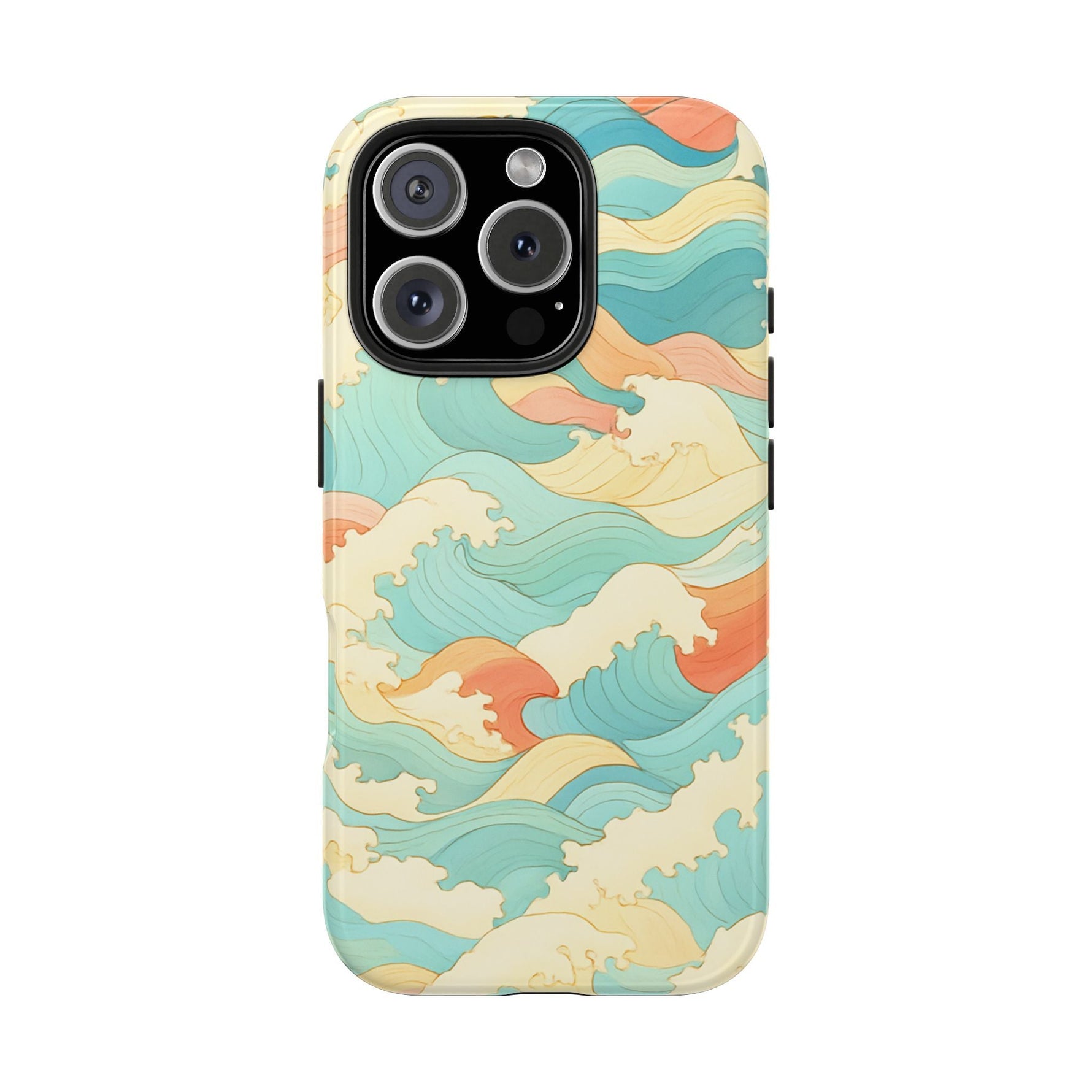 Ocean Wave Tough Phone Case — Pastel Retro Surf Pattern  Shamo's iPhone 16 Pro