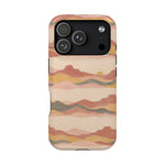 Sunset Trails – Desert Landscape MagSafe Phone Case, glossy iPhone 17 Pro, rear view