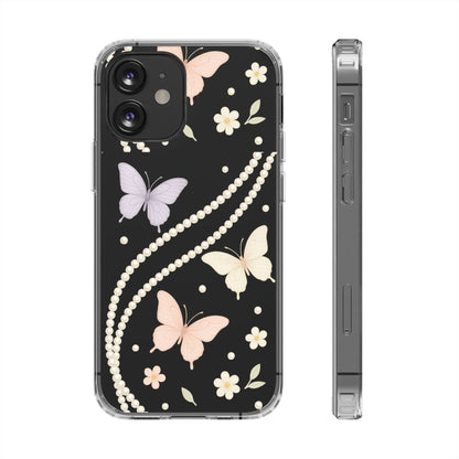 Butterfly Pearl Impact-Resistant Clear iPhone Case - Shamo's