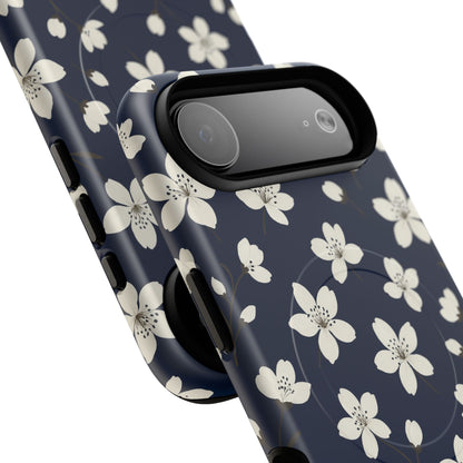 Navy Blossom Floral iPhone Case | MagSafe