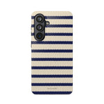 Navy & Cream Ribbed Holiday Sweater Design iPhone Case with MagSafe compatibility