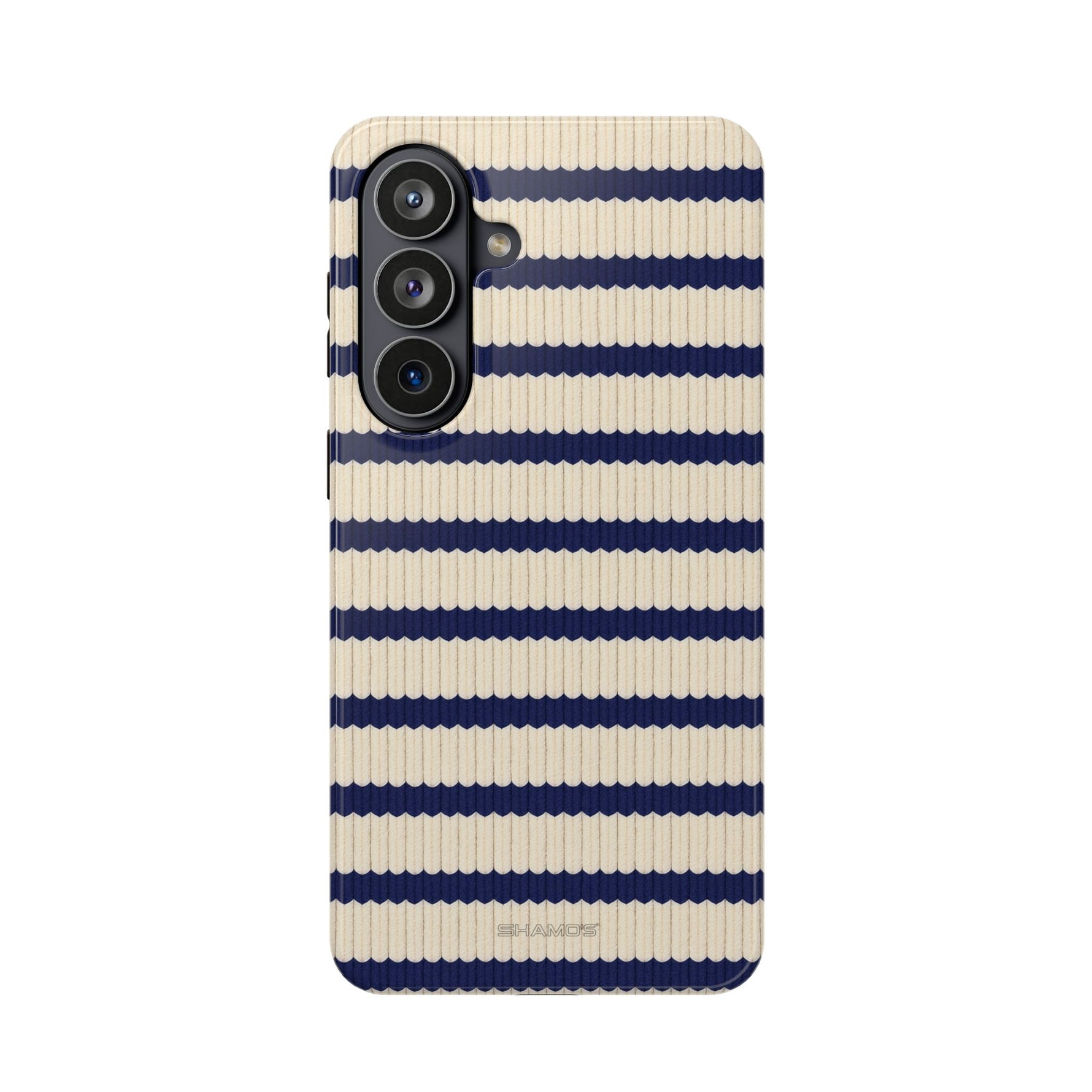 Navy & Cream Ribbed Holiday Sweater Design iPhone Case with MagSafe compatibility