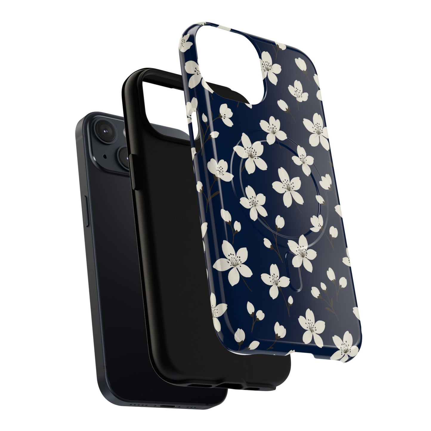 Navy Blossom Floral iPhone Case | MagSafe
