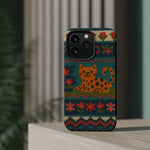 Cozy Knit Leopard Pattern Sweater Holiday Theme iPhone Case with MagSafe compatibility  Shamo's
