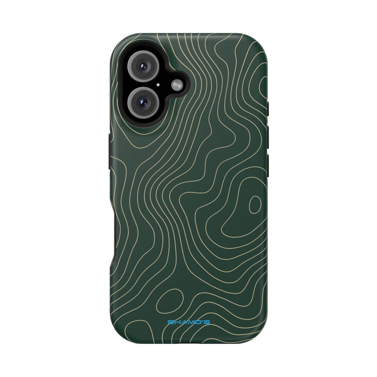 Topographic Green Magnetic Impact-Resistant iPhone Case | MagSafe compatible  Shamo's iPhone 16 / Matte