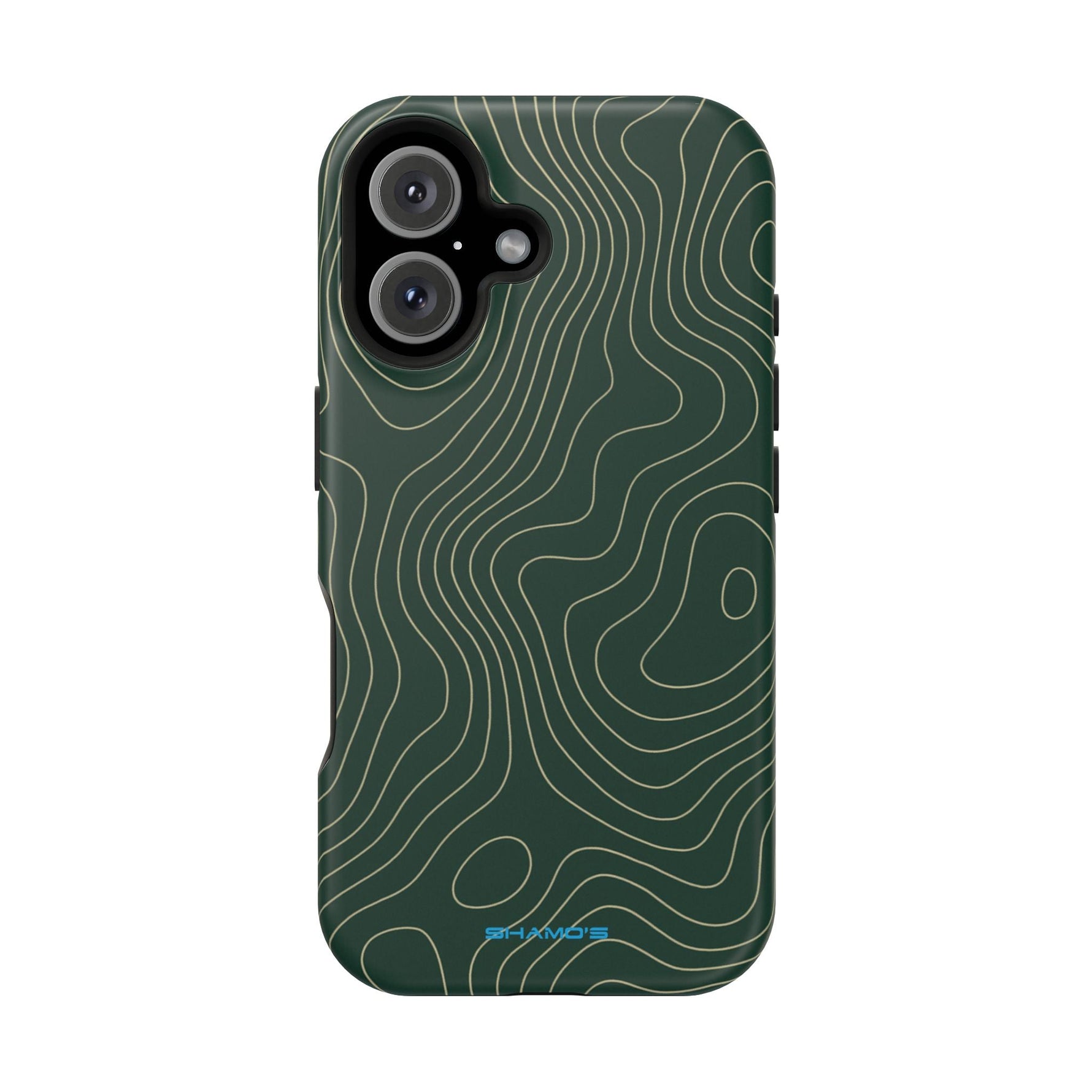 Topographic Green Magnetic Impact-Resistant iPhone Case | MagSafe compatible  Shamo's iPhone 16 / Matte