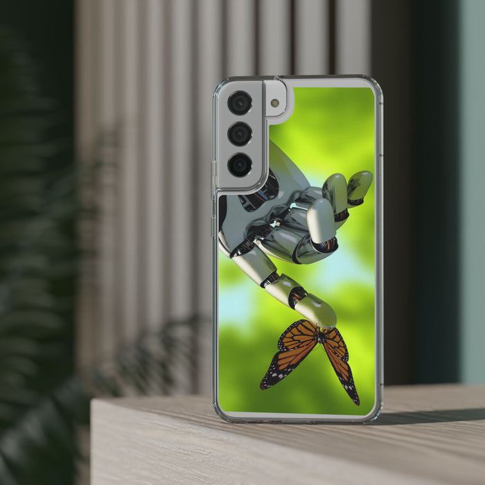 Clear Phone Cases with Robotic hand and Butterfly theme