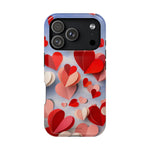 3D Paper Hearts Valentine Love iPhone Case with MagSafe Compatibility, Personalizable - iPhone 17 Pro / Glossy - Shamo's