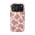 Rose Cowprint – Pink Cow Print MagSafe Phone Case, glossy iPhone 18 Pro, rear view