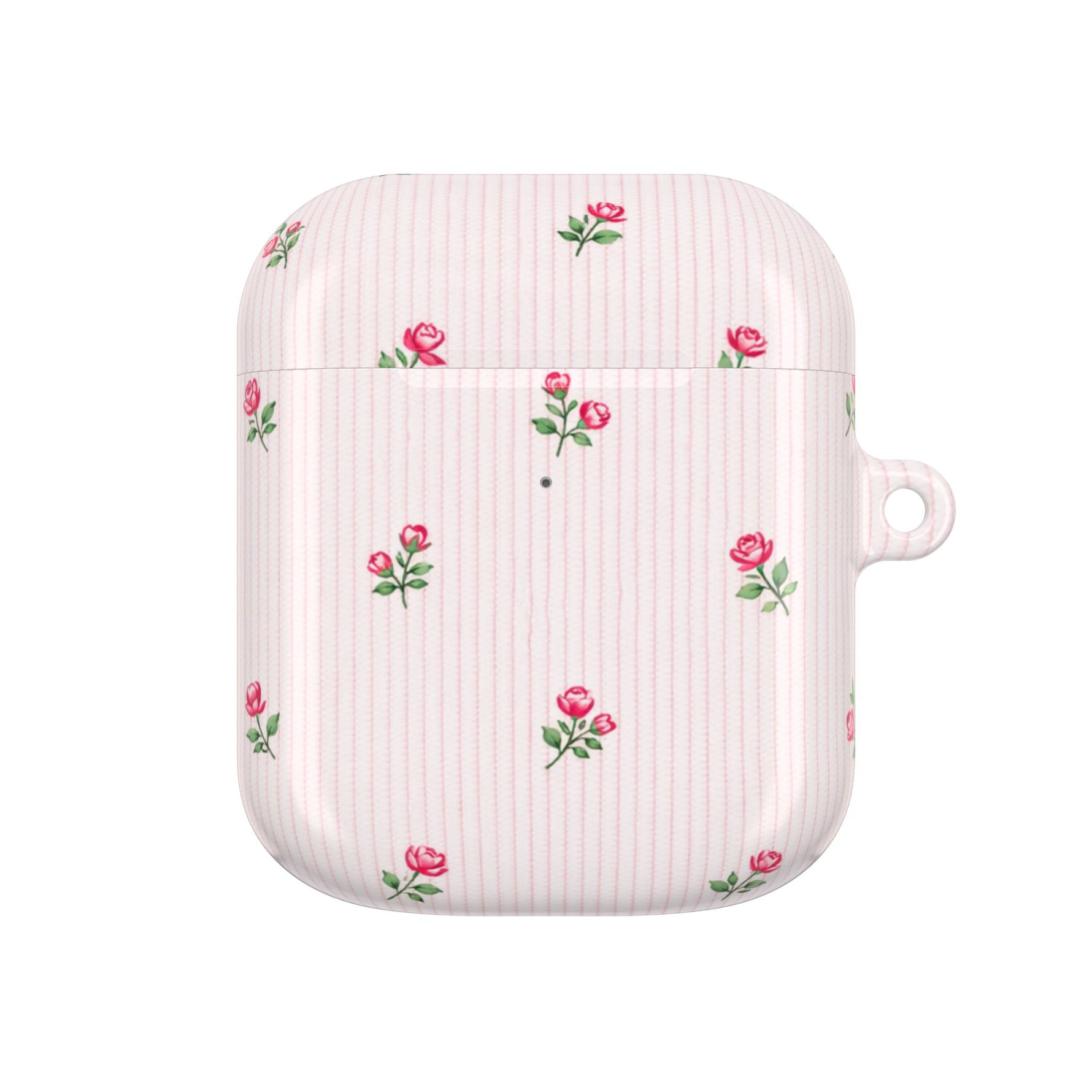 AirPod Case - Pink Striped Floral Rose Protective Cover