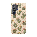 Cactus Bloom – Sage Green Floral Cactus MagSafe Phone Case, glossy Samsung Galaxy S26 Ultra, rear view