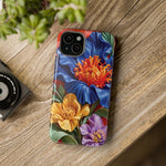 Electric Paradise MagSafe Phone Case – Cobalt Floral & Coral Waves | Glossy