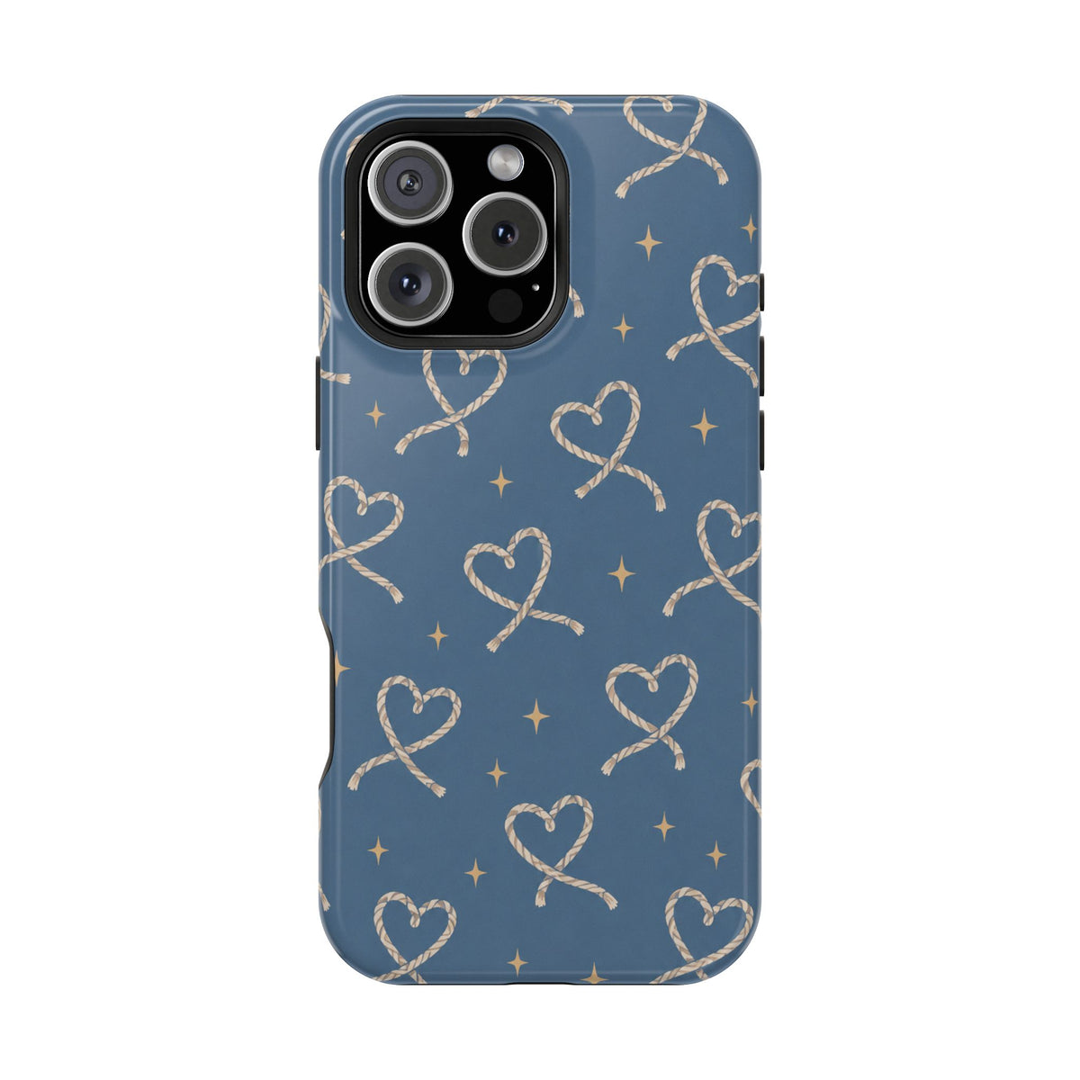 Lasso Hearts – Blue Western Heart MagSafe Phone Case, glossy iPhone 16 Pro Max, rear view