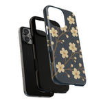 Navy Cherry Blossom Floral iPhone Case - Compatible with MagSafe - Shamo's