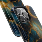 Robuste Handyhülle aus blauem Goldachat im Marmorstein-Design