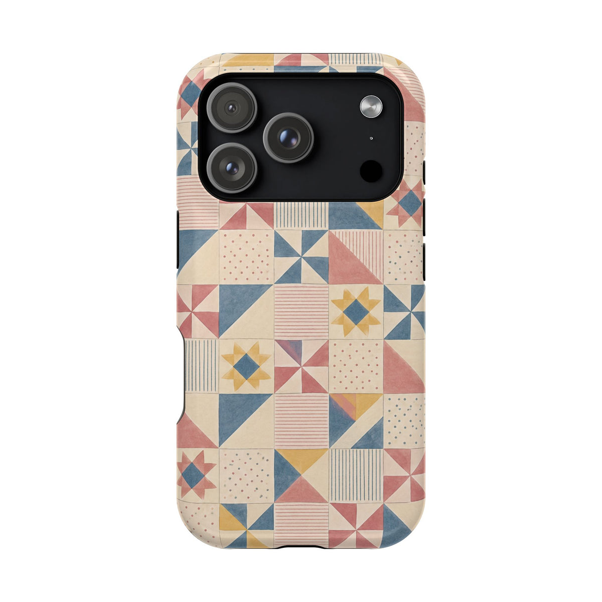 Prairie Quilt – Pastel Patchwork Pattern MagSafe Phone Case, glossy iPhone 18 Pro, rear view