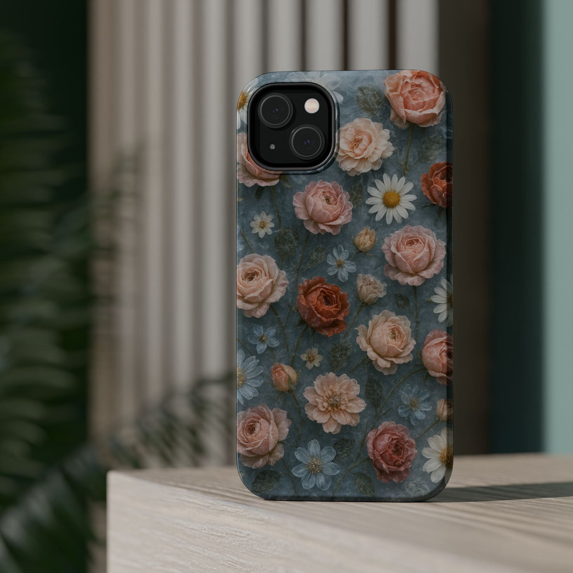 Frozen Floral Vintage Roses & Daisies iPhone Case with MagSafe compatibility  Shamo's