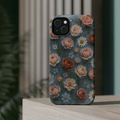 Frozen Floral Vintage Roses & Daisies iPhone Case with MagSafe compatibility  Shamo's