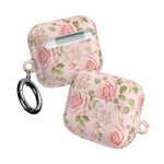 Floral Rose AirPod Case, Pink Vintage Rosebud Protective Cover - AirPods Pro Gen 1 / White / Glossy - Shamo's