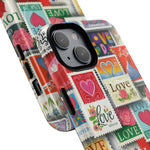 Vintage Romantic Love Stamp iPhone Case | Tough Protection + MagSafe