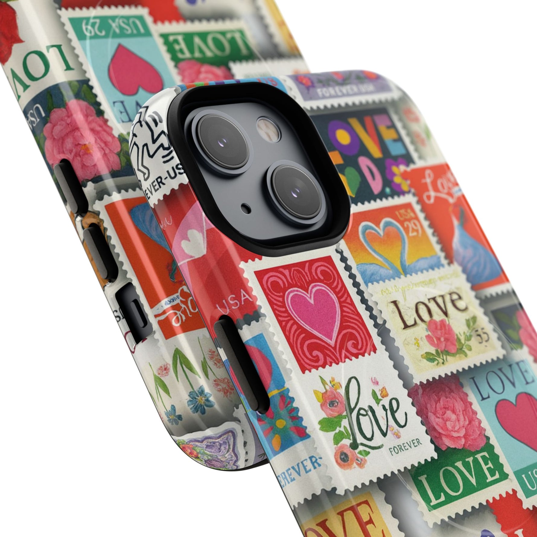 Vintage Romantic Love Stamp iPhone Case | Tough Protection + MagSafe