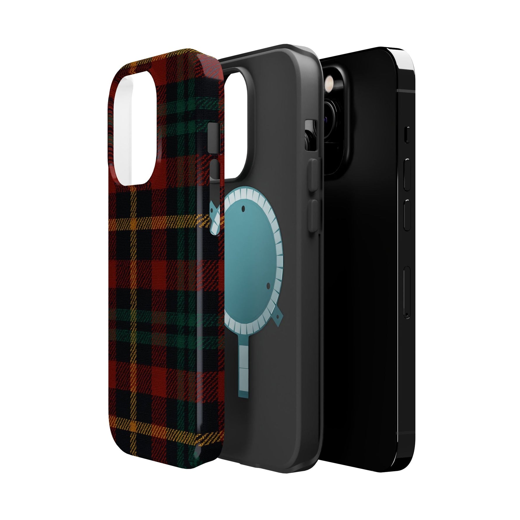 Plaid Impact-Resistant iPhone Case — Red Green Tartan Holiday Theme with MagSafe  Shamo's