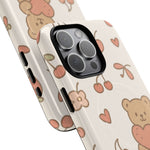 Teddy Berry Cozy Strawberry Pattern iPhone Case with MagSafe