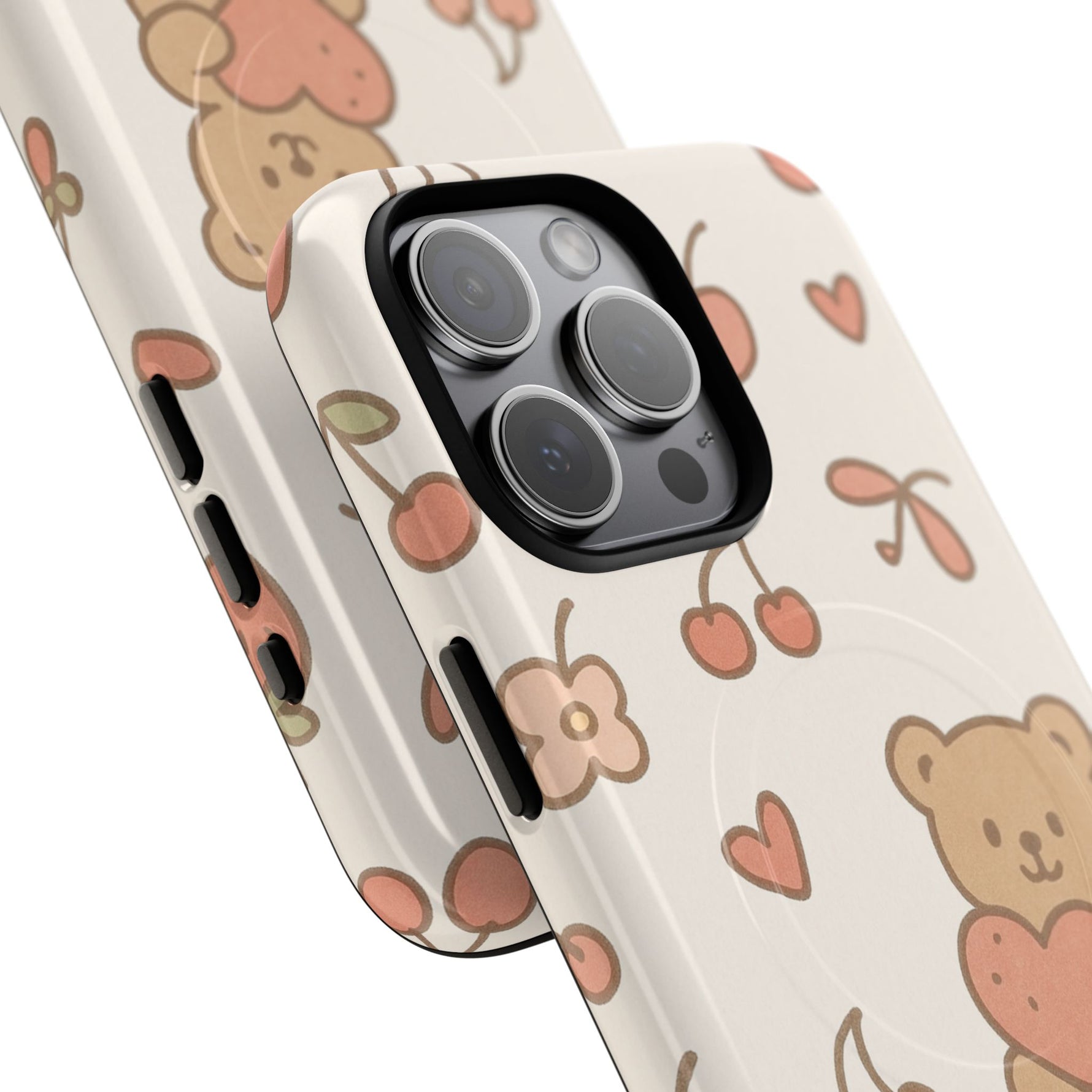 Teddy Berry Cozy Strawberry Pattern iPhone Case with MagSafe