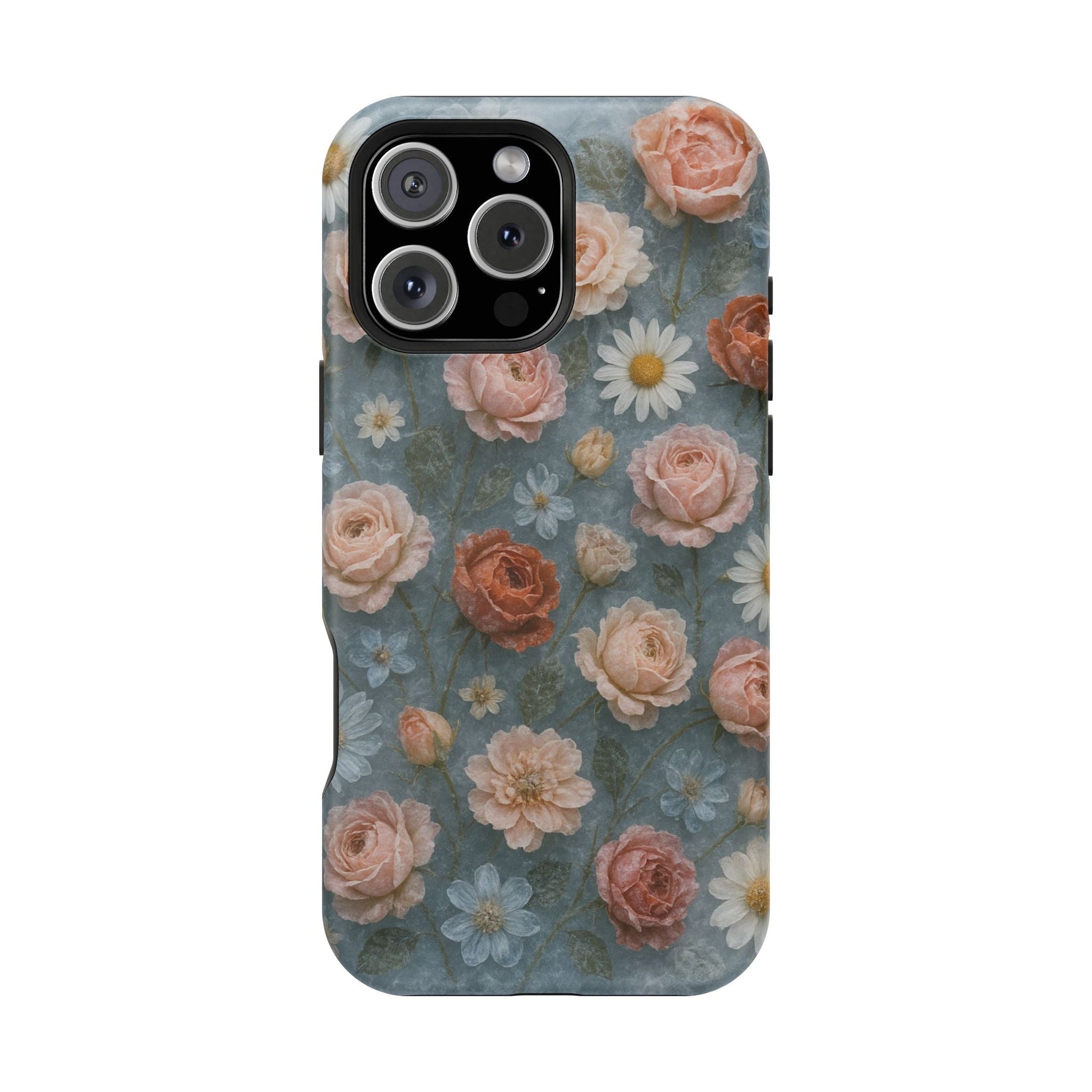 Frozen Floral Vintage Roses & Daisies iPhone Case with MagSafe compatibility  Shamo's iPhone 16 Pro Max / Matte
