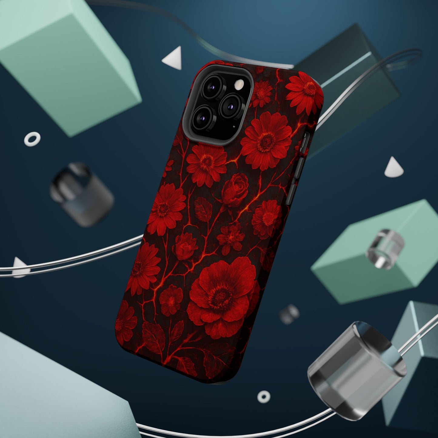 Melted Lava Dark Red Floral iPhone Case — MagSafe Compatible  Shamo's