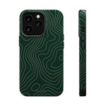 Topographic Green Magnetic Impact-Resistant iPhone Case | MagSafe compatible