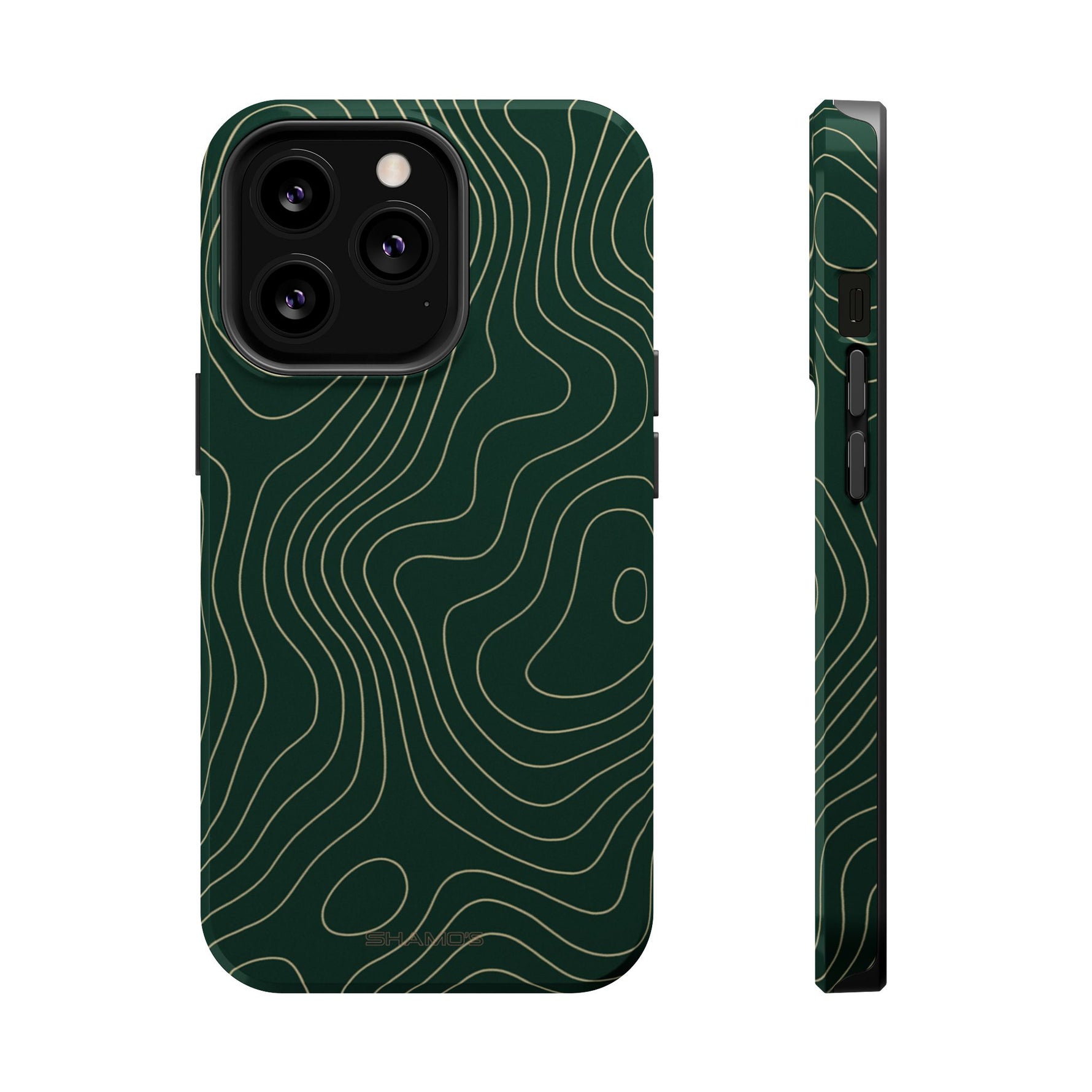 Topographic Green Magnetic Impact-Resistant iPhone Case | MagSafe compatible