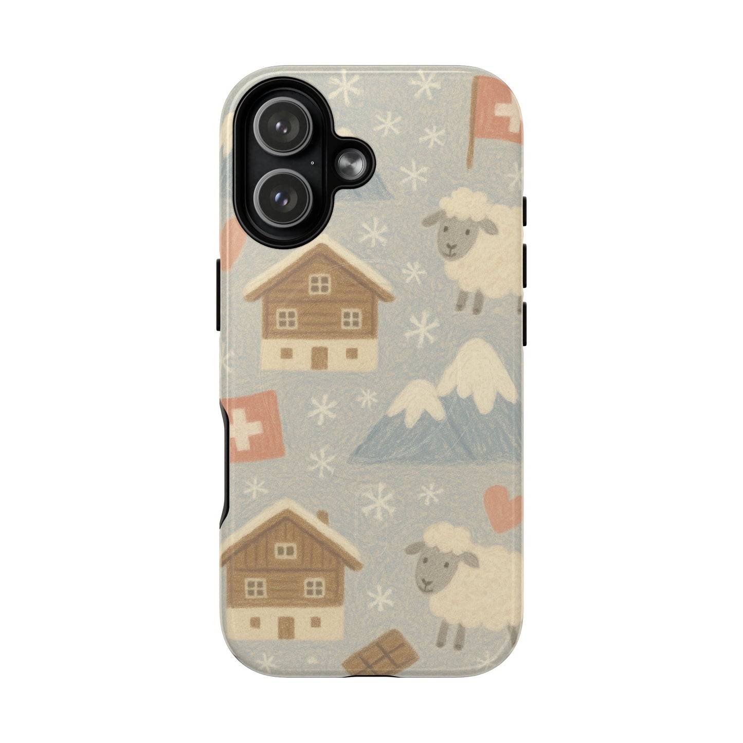 Swiss Chalet Sheep Pattern Tough MagSafe iPhone Case