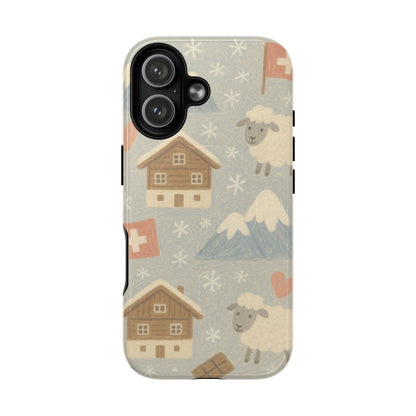 Swiss Chalet Sheep Pattern Tough MagSafe iPhone Case