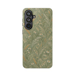 Golden Meadow – Sage Green Wildflower MagSafe Phone Case, glossy Samsung Galaxy S26 Plus, rear view