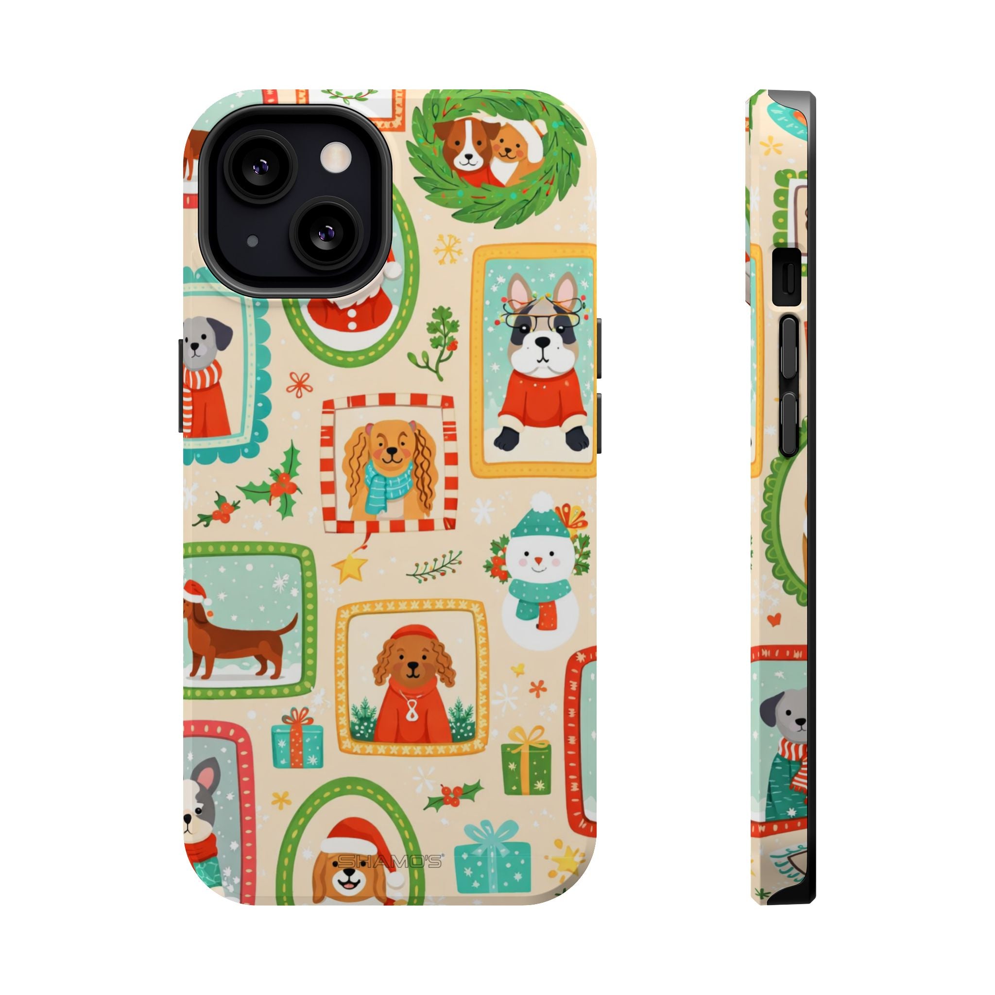 Cute Holiday Dogs MagSafe Compatible Impact-Resistant Phone Case - iPhone 13 / Glossy - Shamo's