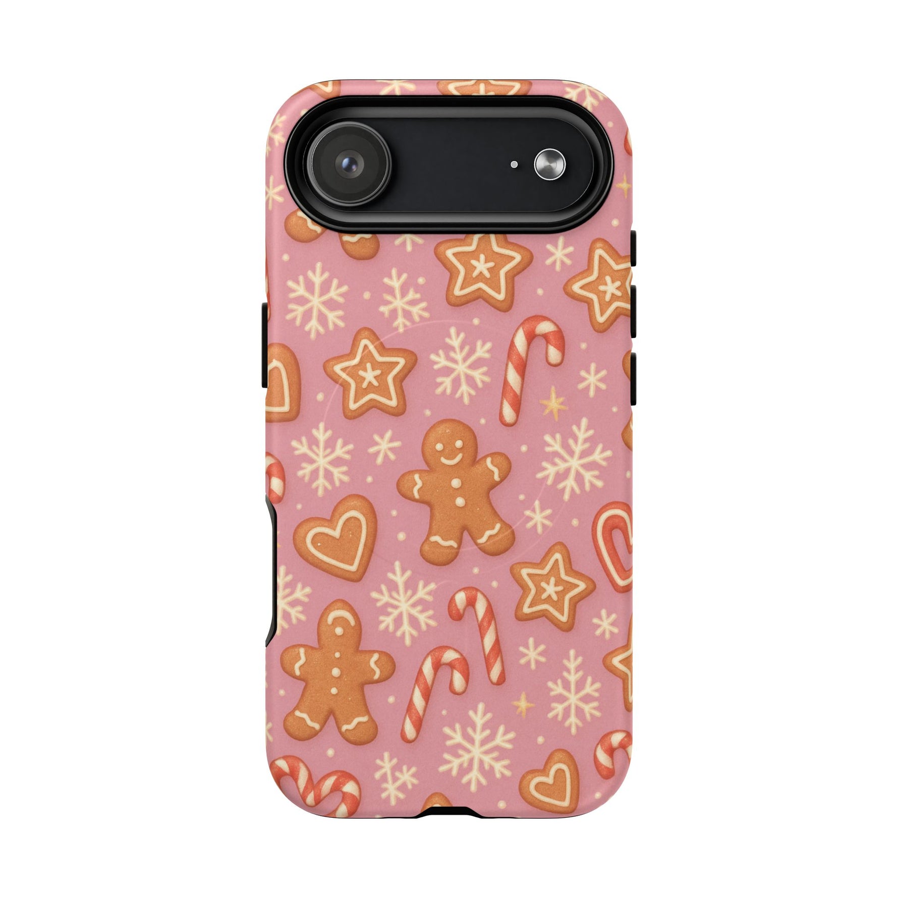 Pink Gingerbread Holiday iPhone Case with MagSafe compatibility - Shamo's