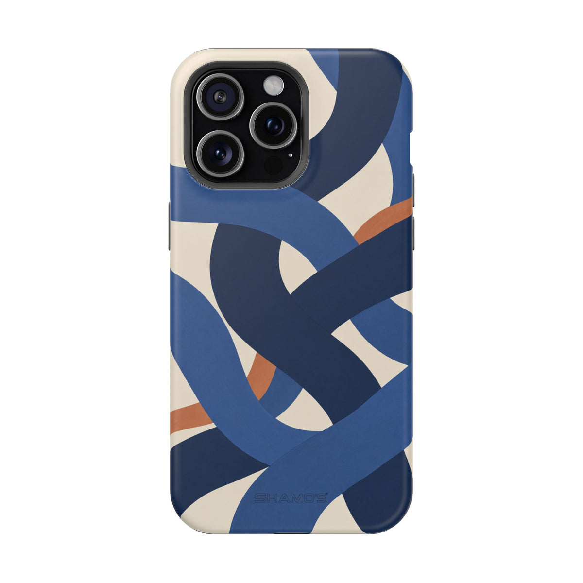 Indigo Loom MagSafe Phone Case – Blue & Ivory Abstract Woven Pattern